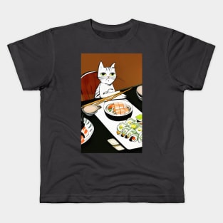 Melancholy Cat's Japanese Sushi Banquet Kids T-Shirt